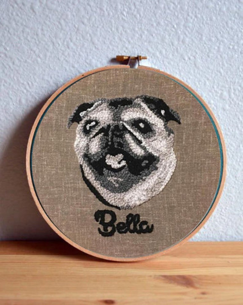 Personalized Pet Portraits, Custom Pet Decor, Dog Portrait Embroidery Wall Art, Pet Birthday Gift, Pet Loss Gifts image 1