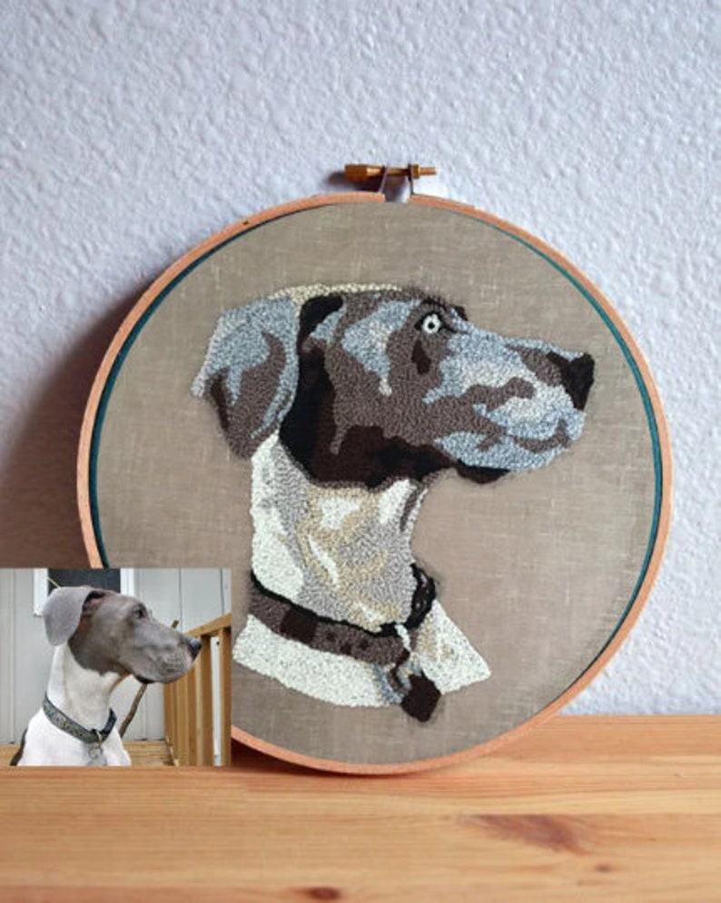 Custom Pet Portrait Kit and Great DIY Craft for Adults, Oxford Punch Needle Kit, Dog Embroidery, Cat Embroidery, Pet Memorial Gift zdjęcie 3