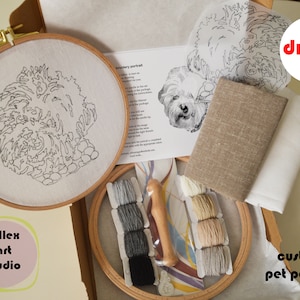 Custom Pet Portrait Kit and Great DIY Craft for Adults, Oxford Punch Needle Kit, Dog Embroidery, Cat Embroidery, Pet Memorial Gift zdjęcie 2