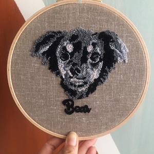 Personalized Pet Portraits, Custom Pet Decor, Dog Portrait Embroidery Wall Art, Pet Birthday Gift, Pet Loss Gifts image 9