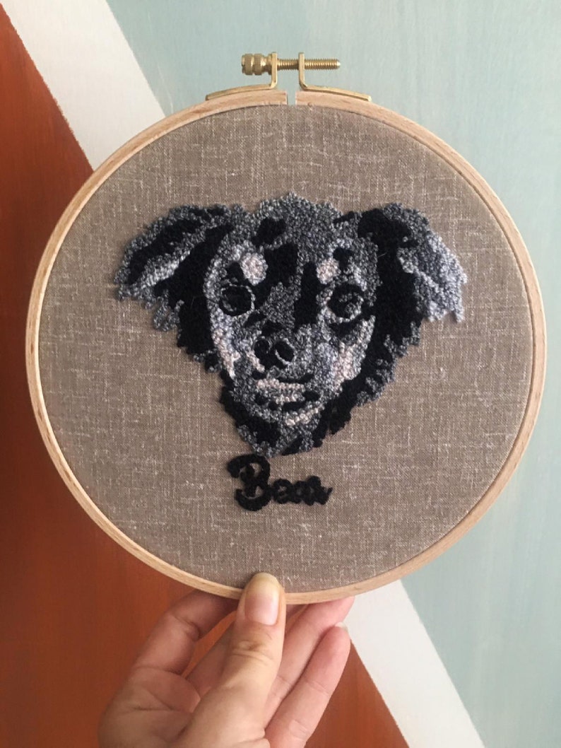 Personalized Pet Portraits, Custom Pet Decor, Dog Portrait Embroidery Wall Art, Pet Birthday Gift, Pet Loss Gifts image 9