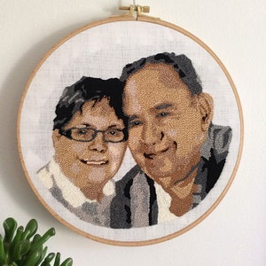 Personalized Couple Portraits for Valentine's Day, Custom Embroidery Wall Decor, 11.4 inch Hoop, Gifts For Her image 3