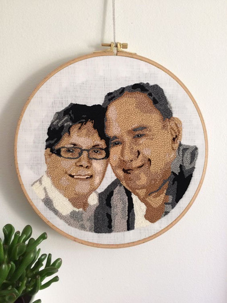 Personalized Couple Portraits for Valentine's Day, Custom Embroidery Wall Decor, 11.4 inch Hoop, Gifts For Her image 3