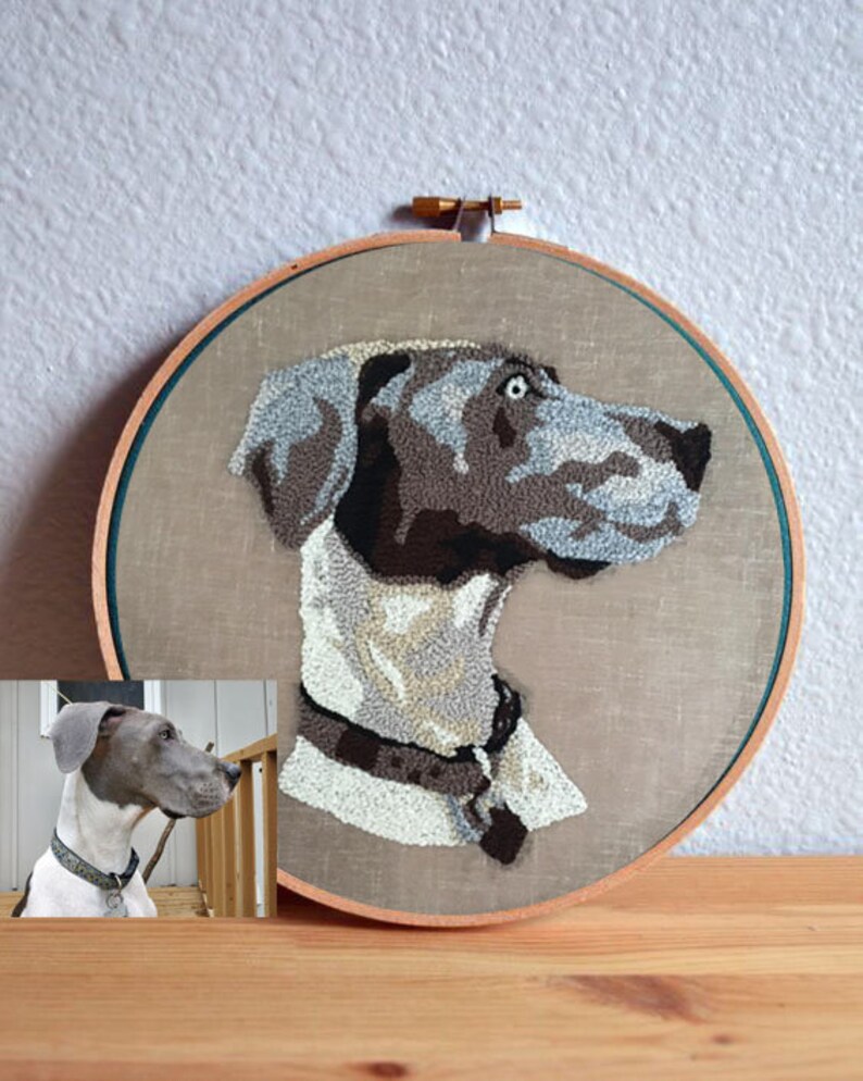 Personalized Pet Portraits, Custom Pet Decor, Dog Portrait Embroidery Wall Art, Pet Birthday Gift, Pet Loss Gifts image 2