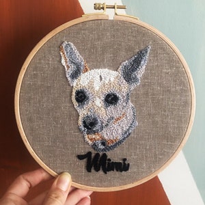 Personalized Pet Portraits Embroidery, Custom Embroidery Portrait, Pet Memorial Wall Decor, Animal Portrait Gift