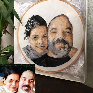 Personalized Couple Portraits for Valentine's Day, Custom Embroidery Wall Decor, 11.4 inch Hoop, Gifts For Her image 4
