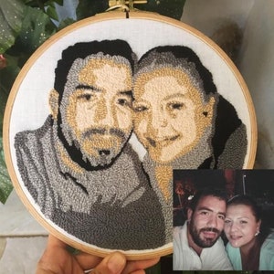 Personalized Couple Portraits for Valentine's Day, Custom Embroidery Wall Decor, 11.4 inch Hoop, Gifts For Her image 5