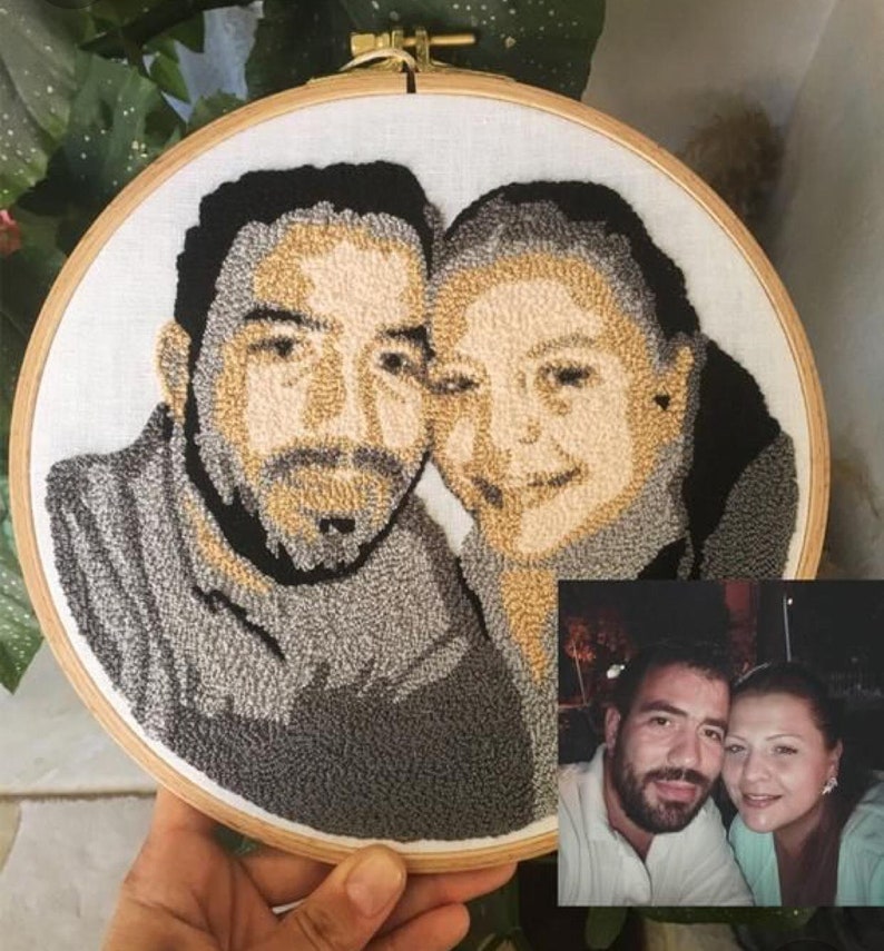 Personalized Couple Portraits for Valentine's Day, Custom Embroidery Wall Decor, 11.4 inch Hoop, Gifts For Her image 5