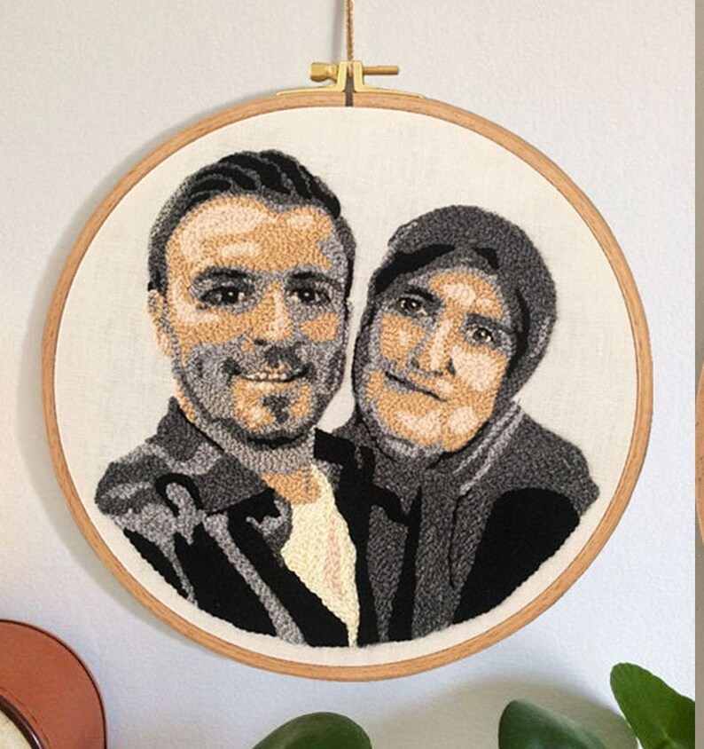 Personalized Couple Portraits for Valentine's Day, Custom Embroidery Wall Decor, 11.4 inch Hoop, Gifts For Her image 8