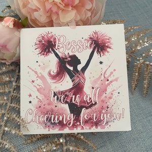 Carte Nous vous encourageons tous / carte porte-bonheur / carte de pom-pom girl