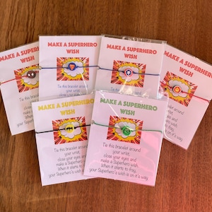 Superhero wish bracelets /party bag fillers/good luck or congratulations gift