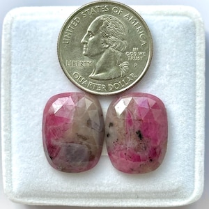 20 x 16 x 5 mm, ¡Raro hallazgo! Par de rubíes rosa, rubí facetado con base plana, joyería de rubí, rubí fucsita suelto, rubí sin tratar