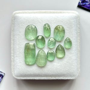 10 Piece, Green Kyanite Gemstone, Kyanite Rose cut Slice, Loose Kyanite Faceted Gemstone, Mint Kyanite For Jewelry, SIZE - 8x6mm To 16x8mm