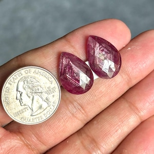 20x14x4mm, Star Ruby Rose cut Gemstone, Star Ruby Gemstone, Sheen Ruby Pear Shape Pair, Natural Ruby Precious Stones, Loose Ruby For Jewelry