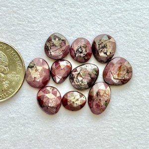 10 stycken, naturlig stjärnrubin roslipad lot, lösa rubiner friformade rosensnitt, Chatoyant stjärnrubin fasetterad ädelsten lot | STORLEK - 10 mm - 13 mm