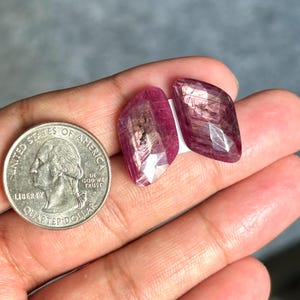 21x13x4mm, Chatoyant Stern Rubin Edelstein Rosenschnitte, Silber Schimmer Rubin Paar, Roter Rubin facettierter Edelstein, Natürliches Stern Rubin Paar Edelstein Shop