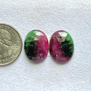 Coppia di rubini e zoisite sfaccettati, 19x14x4mm, Anyolite, rubino sciolto, cabochon a taglio rosa, coppia di rubini e zoisite sfaccettati.