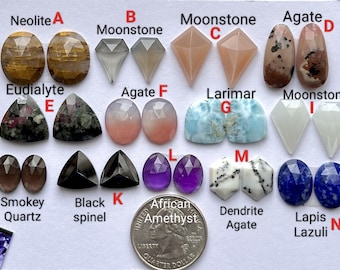Natural Gemstone Rose cut Stone, Flat Back Stones Match Pair, Mix Semi Precious Loose Gemstone Cabochon, Handmade item Shop, Gift for Her