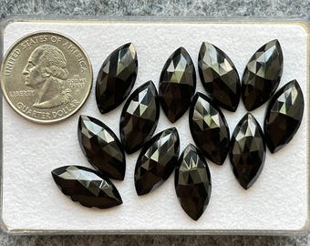 Black Spinel Rose cut Calibrated Gemstone, Black Spinel Gemstone, Black Spinel Cabochon Marquise Shape Cabs | SIZE - 20x10x5mm