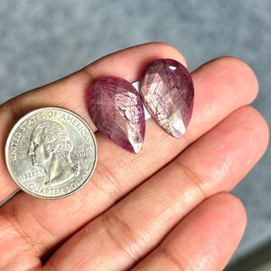 22x14x4mm, Natural Star Ruby Gemstone Rose cut Slice, Flatback Ruby Pear Shape Pair, Star Ruby Faceted Gemstone, Loose Star Ruby Gemstone