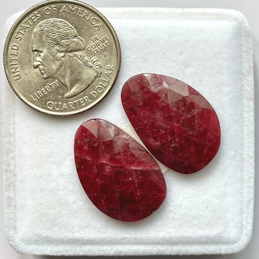 23x15x3.5mm, Rare Ruby Gemstone Rose Cut Cabs, Natural Ruby Flat Back ...