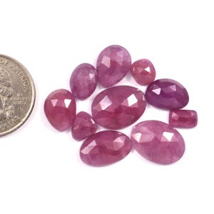 10 Piece, Pinkish Ruby Rose cut slice, Loose Ruby Faceted Gemstone, Ruby Flat Back Cabs, Freeform Rose cut, Loose Gemstone | SIZE - 8mm-16mm