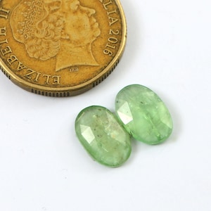 12x8x3.5mm, Green Kyanite Rose cut Cabs, Mint Kyanite Gemstone Match Pair, Kyanite Faceted Stone, Kyanite For Jewelry, Kyanite Cabochon Shop