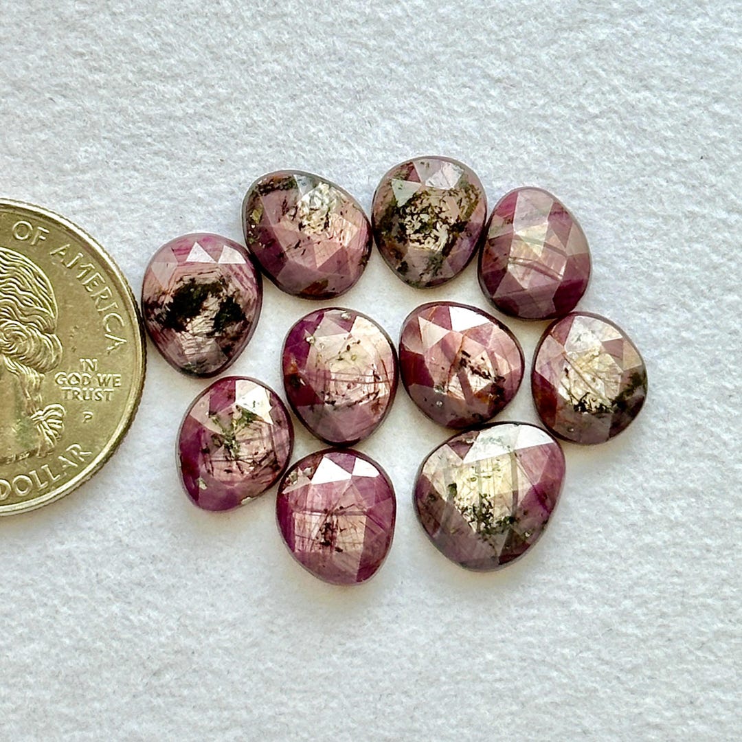 Ruby Lot 10 Piece, Natural Star Ruby Lot, Loose Ruby Rose Cut Gemstone, Sheen ...