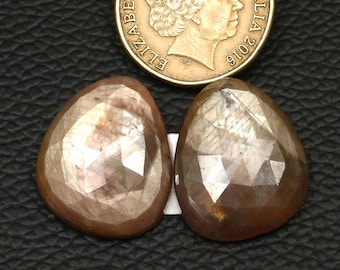 27x22x4mm, Natural Sapphire Rose cut slice | Sheen Sapphire Gemstone | Sapphire Cabochon | Flat back Sapphire Faceted Cabochon Gemstone Shop