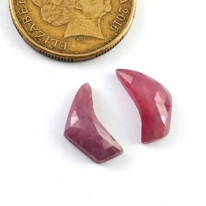 15x7x4.5mm, Natural Ruby Gemstone, Rose cut Ruby Pair, Faceted cut Ruby Jewelry Making Cabs, Ruby Flat Back Stone, Precious Ruby Stone