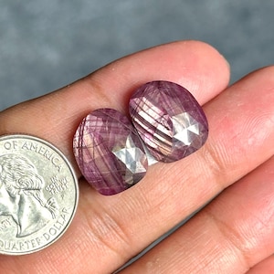 17x13x4.5 mm、未処理スタールビー宝石、フラットバックルビーペア、ルーススタールビーファセットカボション、キャッツアイ効果のあるスタールビー宝石ジュエリー