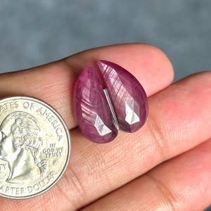 18,5x8x4 mm, Rubí estrella sin tratar, Par de rubíes de base plana, Cabujón facetado de rubí estrella suelto, Joyería de rubí estrella con efecto chatoyance