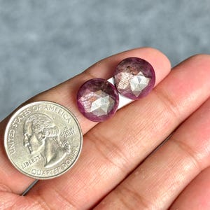 14x14x4mm, Rare Star Ruby Rose cut Slice, Flat back Ruby Pair, Rosemary Sheen Ruby Crystal, Natural Star Ruby Gemstone, Red Ruby Round Shape