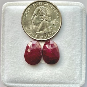 14x10x4mm, Red Ruby Pair, Rosecut Ruby Faceted Gemstone, Unheated Ruby Gemstone, Flatback Ruby For Jewelry, Loose Ruby Birthstone Gemstone