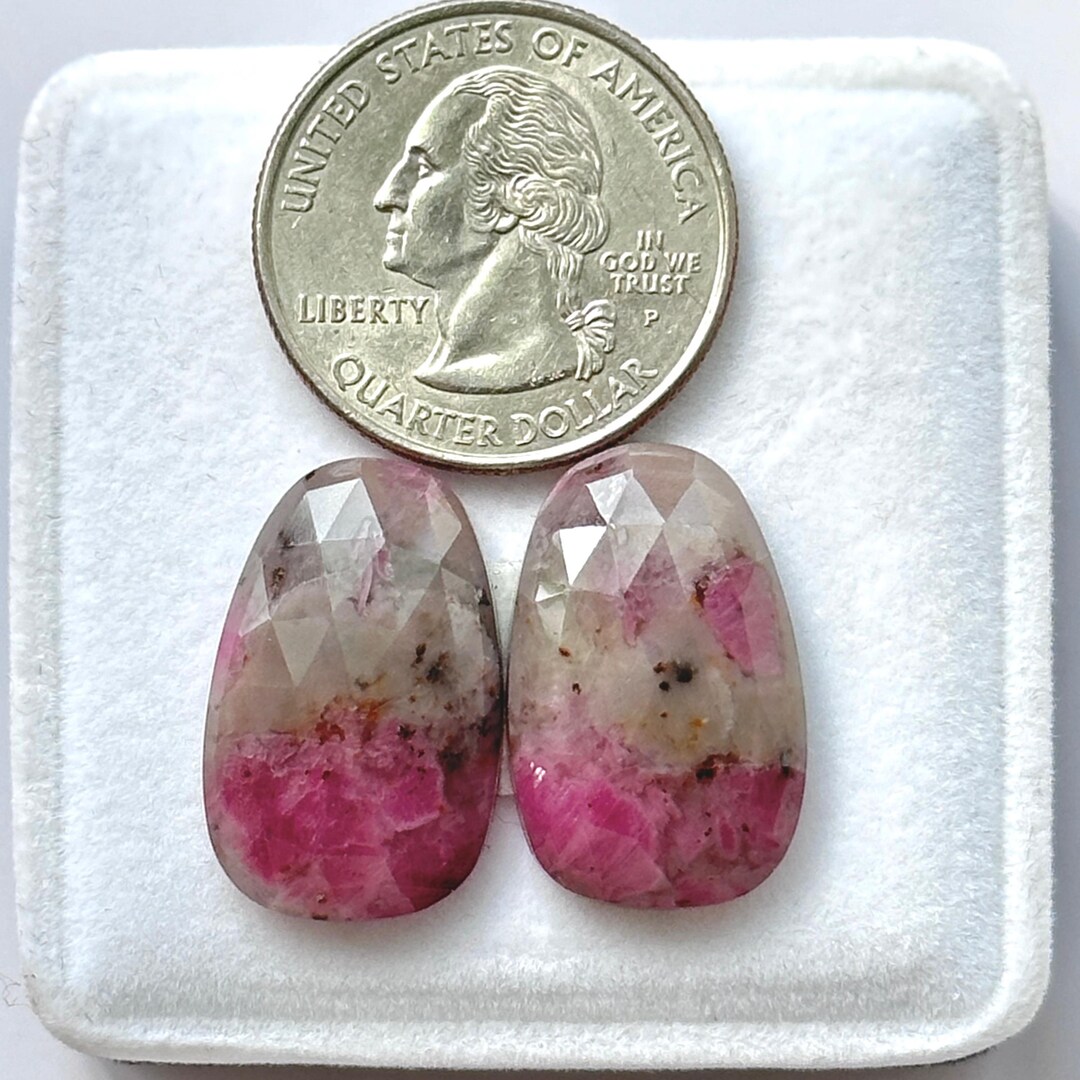 Ruby Rare 23x14.5x5mm, Rare Find! Pink Rose Ruby Pair, Flat Back Ruby Faceted ...