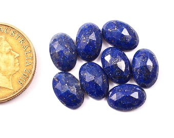 6 Piece, Natural Lapis Lazuli Stone, Blue Lapis Rosecut Cabochon, Rose cut Oval Shape Cabochon, Calibrated Lapis Gemstone, SIZE - 12x8x4mm