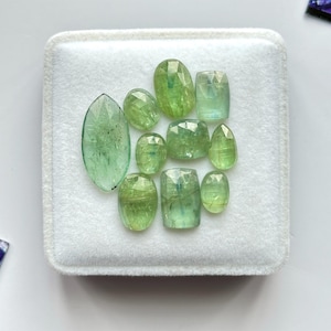 10 Piece, Natural Green Kyanite Gemstone, Kyanite Rosecut Cabs, Untreated Kyanite Calibrated Gemstone For Jewelry | SIZE - 8x6mm To 20x10mm