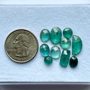 10 Piece, Emerald Green Kyanite Rose cut Slice, Untreated Kyanite Stone, Natural Kyanite Faceted Cabochon Gemstone, SIZE - 6x6x3mm-12x8x3mm