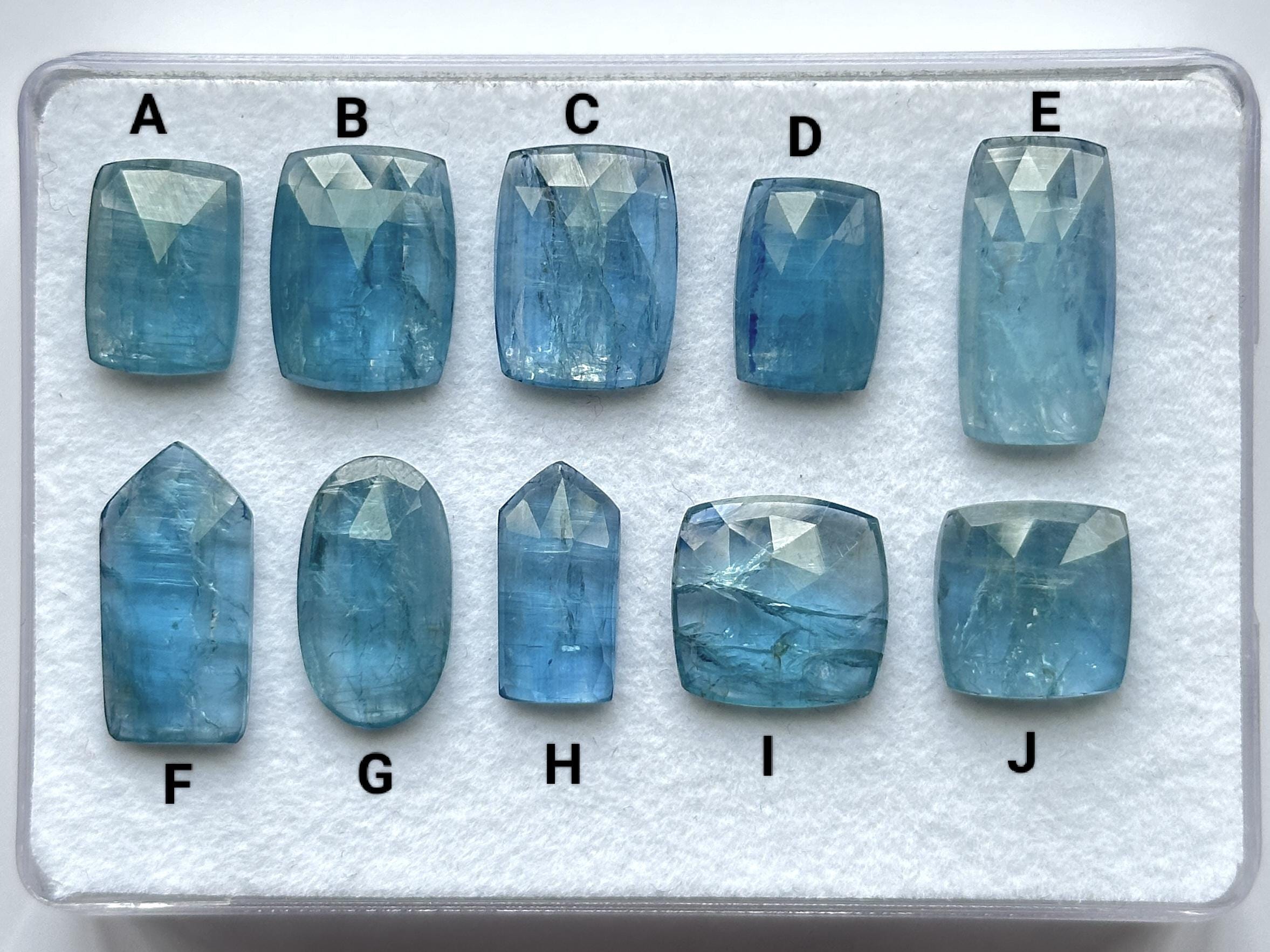 Vibrant Aqua Kyanite Rosecut Cabochon Gemstone, Paraiba Kyanite Faceted cut Cabs, Kyanite Flat Back Stone, Kyanite Gemstone For Jewelry