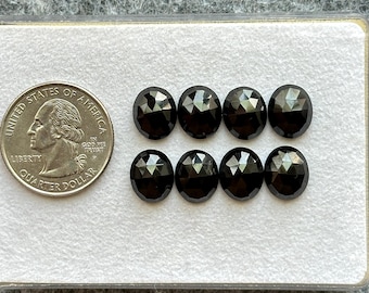 8 Piece Lot, Black Spinel Rose cut Calibrated Gemstone, Black Spinel Gemstone, Black Spinel Cabochon Rosecut Oval Shape | SIZE - 11x9x4mm