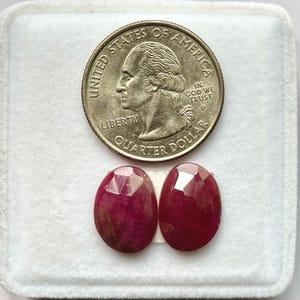 15x11x3.5mm, Red Ruby Pair, Rosecut Ruby Faceted Gemstone, Unheated Ruby Gemstone, Flatback Ruby For Jewelry, Loose Ruby Birthstone Gemstone