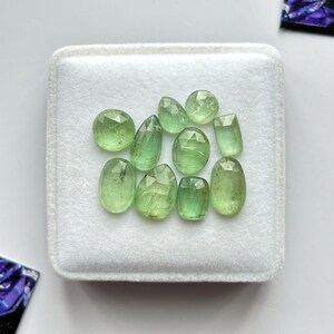 10 Piece, Green Kyanite Gemstone, Kyanite Rose cut Slice, Loose Kyanite Faceted Gemstone, Mint Kyanite For Jewelry, SIZE - 7x7mm To 12x7mm