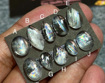 Malawi Moonstone Cabochon, Rainbow Moonstone Gemstone, Flashy Moonstone For Jewelry, African Moonstone Smooth Stone, Natural Moonstone Cabs