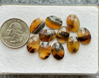Montana Agate Rosecut Gemstone, Montana Agate Loose Gemstone, Loose Rosecut Calibrated Oval Shape Gemstone | SIZE - 14x10x4mm