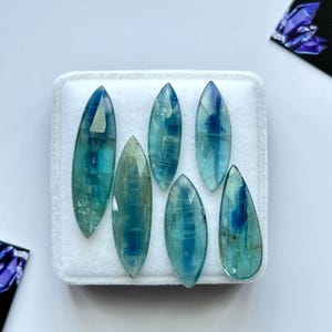 6 Piece, Bi-Color Kyanite Rose cut Slice, Sea Green Kyanite Gemstone, Mint Green Kyanite Elongated, Kyanite Lot, SIZE - 21x8mm To 30x10mm