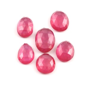 6 Piece, Ruby Rose cut Slice, Red Ruby Faceted Cabochon, AAA Ruby Gemstone, Thailand Ruby GF Loose Gemstone Lots, SIZE - 11mm-14mm Long