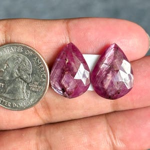 19x14x4mm、天然スタールビー宝石ローズカットスライス、フラットバックルビーペアシェイプペア、スタールビーファセット宝石、スターサファイア宝石