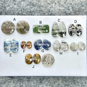 Coppia di pietre preziose abbinate, pietra con fondo piatto e cabochon sfaccettato, negozio di pietre preziose naturali, cabochon di pietre preziose sfuse, pietra fatta a mano come regalo per lei