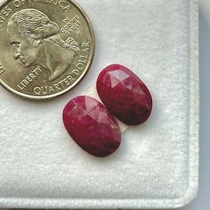 14x9x4mm, Red Ruby Pair, Rose cut Ruby Faceted Gemstone, Unheated Ruby Gemstone, Flatback Ruby For Jewelry, Loose Ruby Birthstone Gemstone