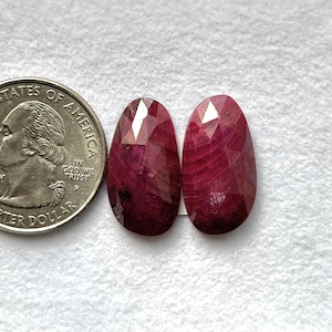 21x12x5mm, seltene Rubin Edelstein Rosenschliff Cabochons, natürlicher Rubin Flachrücken Stein, authentischer Rubin facettierter Cabochon, AAA Rubin Edelstein